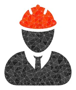 Vector Engineer Lowpoly Icon Stock Illustration