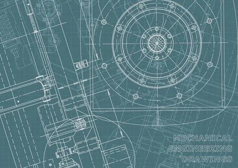 Vector engineering illustration. Computer aided design systems. Instrument-ma Stock Illustration