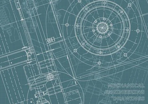 Vector engineering illustration. Computer aided design systems. Instrument-ma Stock Illustration