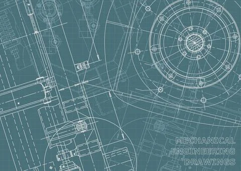 Vector engineering illustration. Computer aided design systems. Instrument-ma Stock Illustration