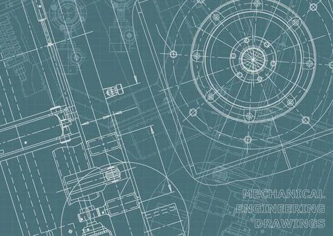 Vector engineering illustration. Computer aided design systems. Instrument-ma Stock Illustration