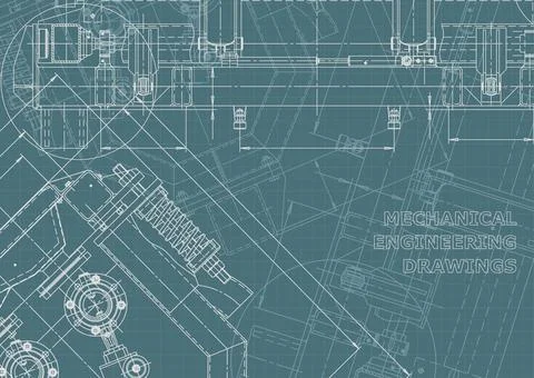 Vector engineering illustration. Computer aided design systems. Instrument-ma Stock Illustration