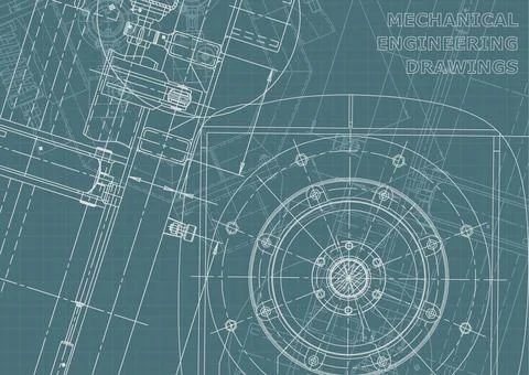 Vector engineering illustration. Computer aided design systems. Instrument-ma Illustrazione stock