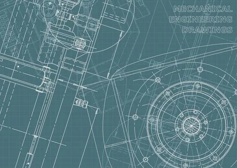 Vector engineering illustration. Computer aided design systems. Instrument-ma Illustrazione stock