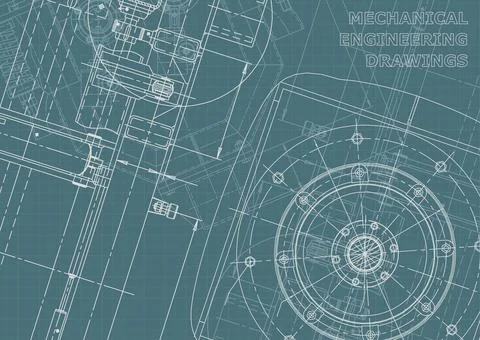 Vector engineering illustration. Computer aided design systems. Instrument-ma Illustrazione stock