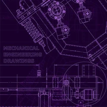 Vector engineering illustration. Cover, flyer. Purple cyberspace Stock Illustration