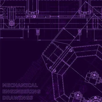 Vector engineering illustration. Cover, flyer. Purple cyberspace Stock Illustration