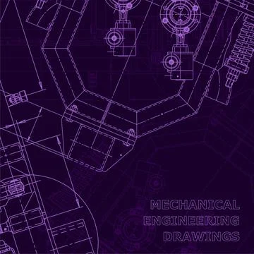 Vector engineering illustration. Cover, flyer. Purple cyberspace Illustrazione stock