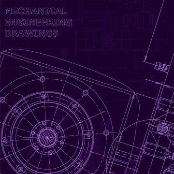 Vector engineering illustration. Cover, flyer. Purple cyberspace Stock Illustration