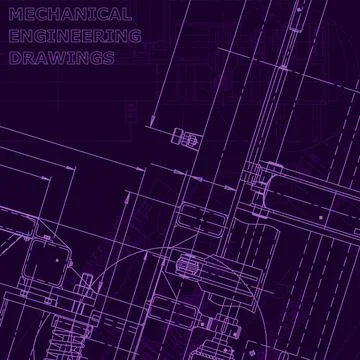 Vector engineering illustration. Cover, flyer. Purple cyberspace Illustrazione stock