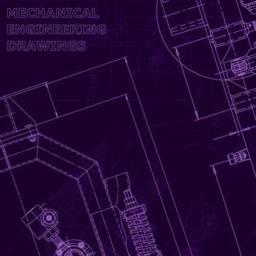 Vector engineering illustration. Cover, flyer. Purple cyberspace Illustrazione stock