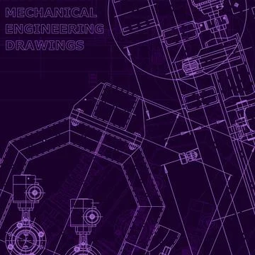 Vector engineering illustration. Cover, flyer. Purple cyberspace Illustrazione stock