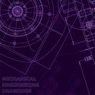 Vector engineering illustration. Cover, flyer. Purple cyberspace Stock Illustration