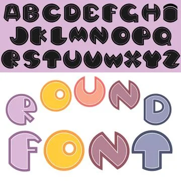 Vector English font. Funny round shaped letters. Stock Illustration
