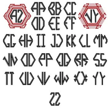 Vector english font with monogram Stock Illustration