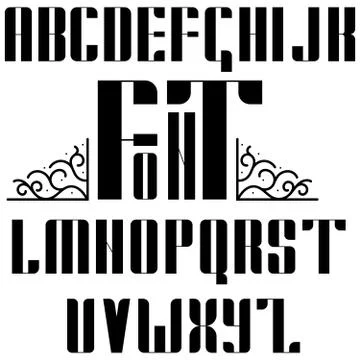 Vector english font with monogram Stock Illustration