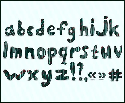 Vector english lowercase small letters. With a beautiful stroke design Stock Illustration