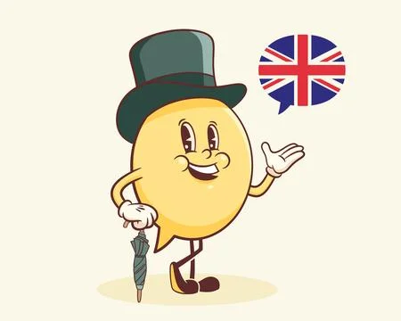 Vector English Talk Language Learning British Gentleman Character in Hat 스톡 일러스트