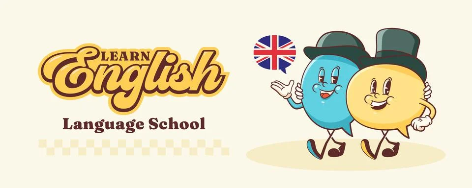 Vector English Talk Language Learning Group of British Gentleman Characters in Stock Illustration