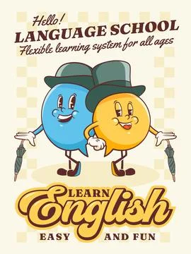 Vector English Talk Language Learning Group of British Gentleman Characters in Stock Illustration