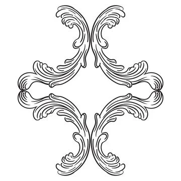 Vector engraved frame ornate baroque isolated illustration Stockillustratie