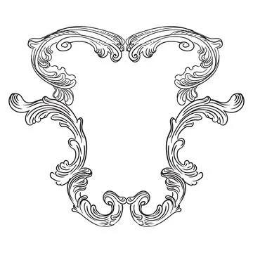 Vector engraved frame ornate baroque illustration Illustrazione stock