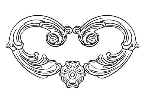 Vector engraved oval shape frame baroque design element Stockillustratie