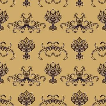 Vector engraving vintage seamless pattern. Stock Illustration