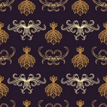 Vector engraving vintage seamless pattern. Stock Illustration