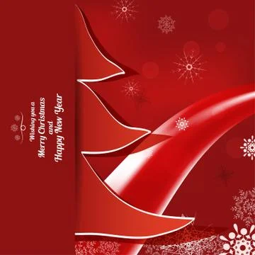 Vector envelope to Happy New Year and Merry Christmas with Christmas tree cut Stock Illustration