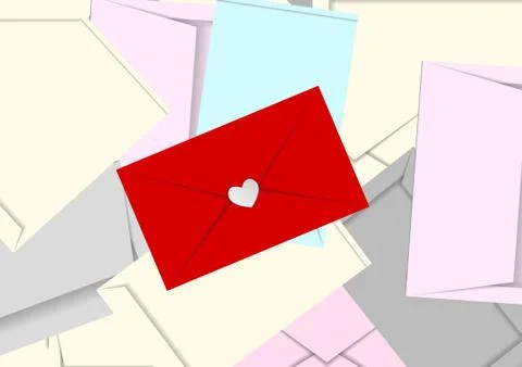 Vector : Envelopes background and one red Stock Illustration