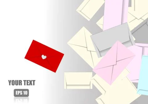 Vector : Envelopes background and one red Stock Illustration