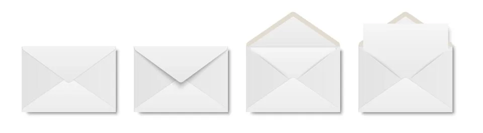 Vector Envelopes with Blank Letter. Folded, Unfolded Isolated Envelope Set Stock Illustration