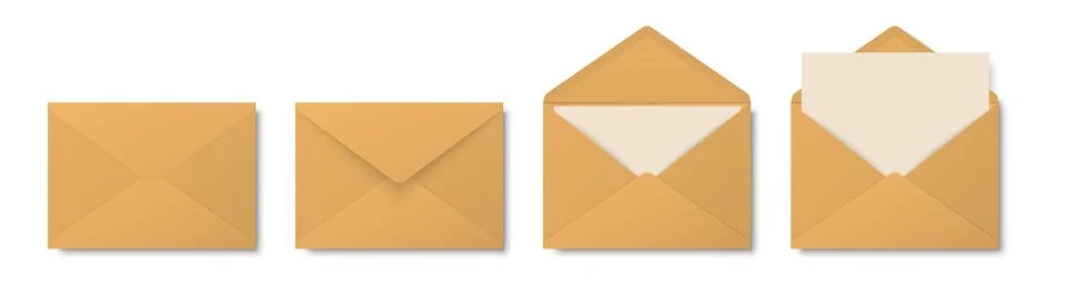 Vector Envelopes with Blank Letter. Folded, Unfolded Isolated Envelope Set Stock Illustration