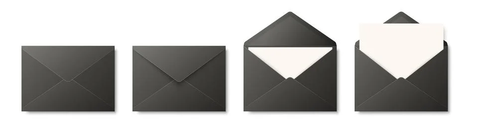 Vector Envelopes with Blank Letter. Folded, Unfolded Isolated Envelope Set Stock Illustration