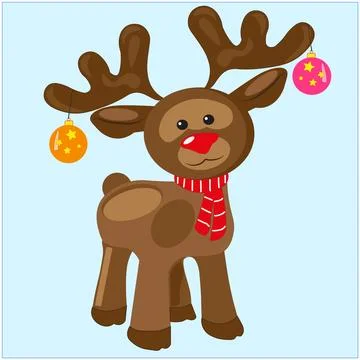 Vector EPS 10. Rudolf the reindeer with the red nose Stock Illustration