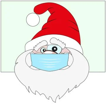 Vector EPS 10. Santa Claus Wearing Medical Face Mask. Safe holidays during Stock Illustration