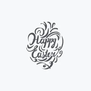 Vector eps hand lettering words Happy easter calligraphy Illustrazione stock