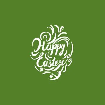 Vector eps hand lettering words Happy easter calligraphy Stock Illustration