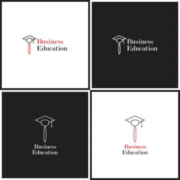 Vector eps logotype or illustration about business education in outline style Stock Illustration