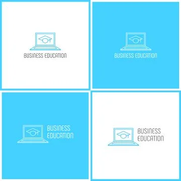 Vector eps logotype or illustration about business education in outline style Stock Illustration