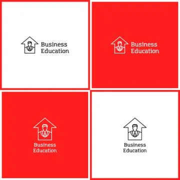 Vector eps logotype or illustration about business education in outline style Stock Illustration