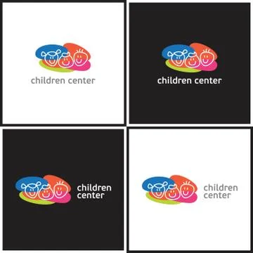 Vector eps logotype or illustration children education center in outline style Stock Illustration