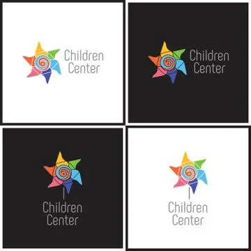 Vector eps logotype or illustration children education center in outline style Stock Illustration