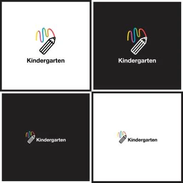 Vector eps logotype or illustration about children education center in outline Stock-Illustration