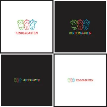 Vector eps logotype or illustration about children education center in outline Stock Illustration