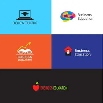 Vector eps logotype set or icons about business education Stock Illustration