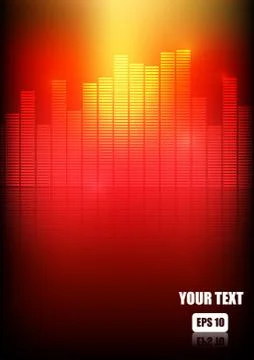 Vector : Equalizer bar on red and yellow background Stock Illustration