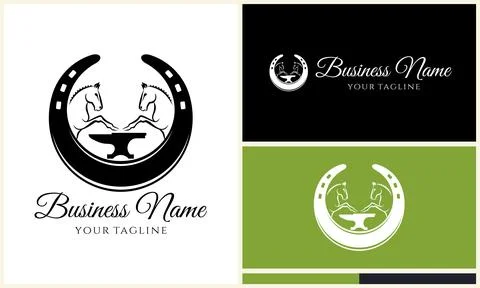 Vector equine horseshoe logo template Stock Illustration