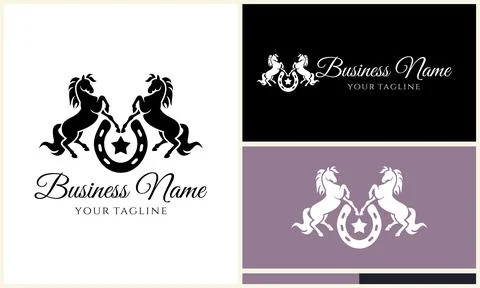 Vector equine horseshoe logo template Stock Illustration